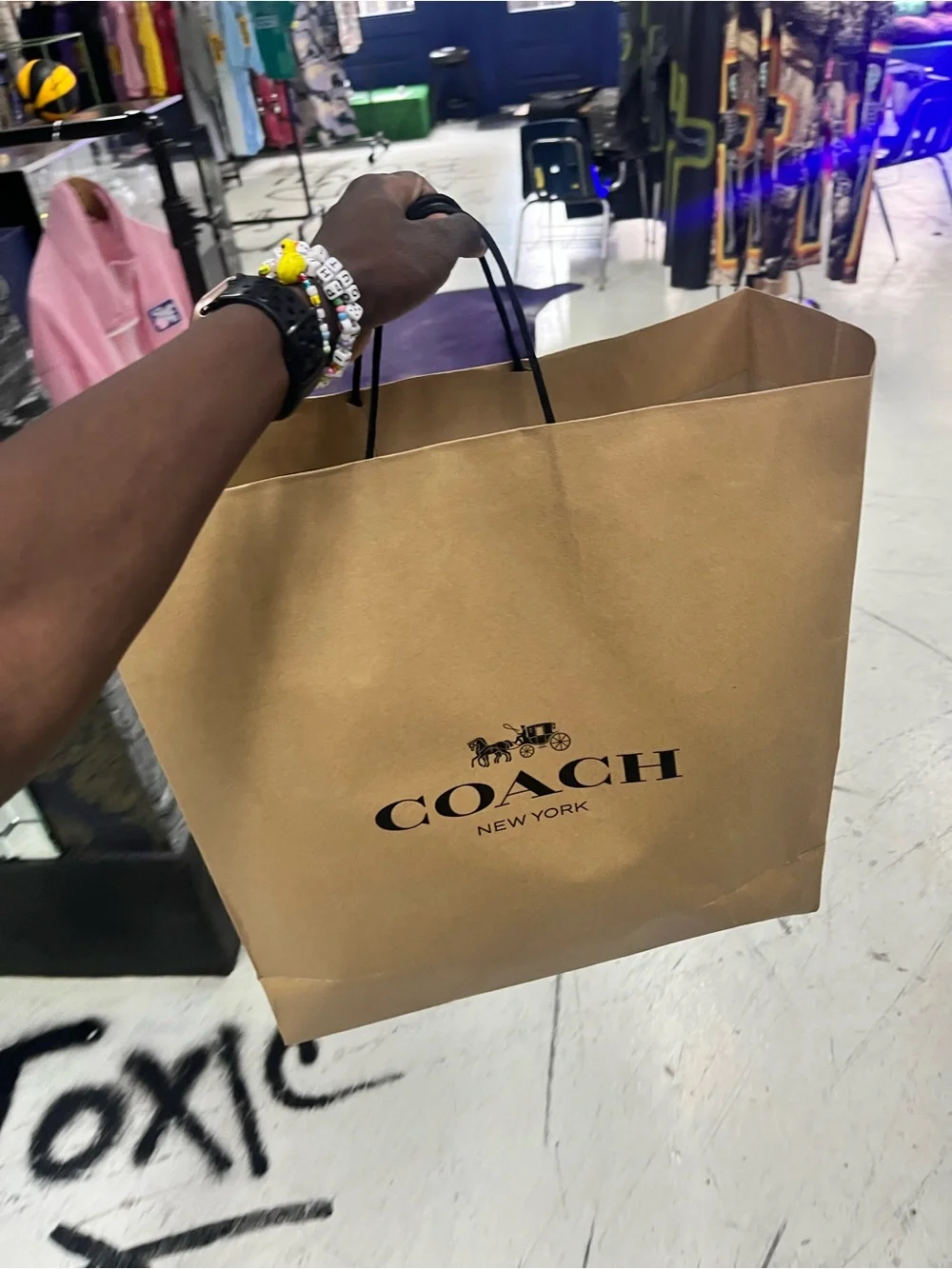 Coach Two-Tone Black and Cream Signature Canvas Backpack